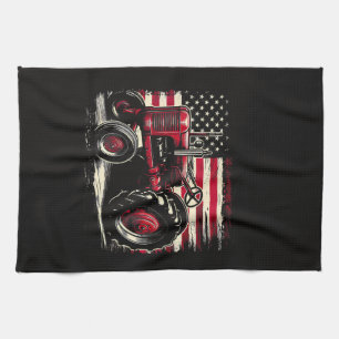 Paño De Cocina Viejo Tractor Farmall Cub Bandera Americana Patrió