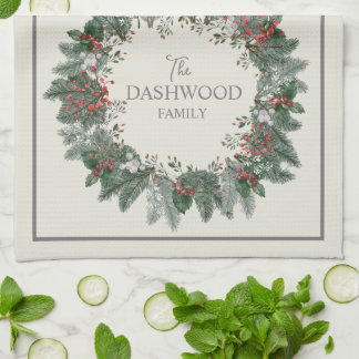 Paño De Cocina Viintage Navidades personalizados de Wreath Holida