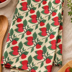 Paño De Cocina Viña de Fresa Roja Monograma Vintage