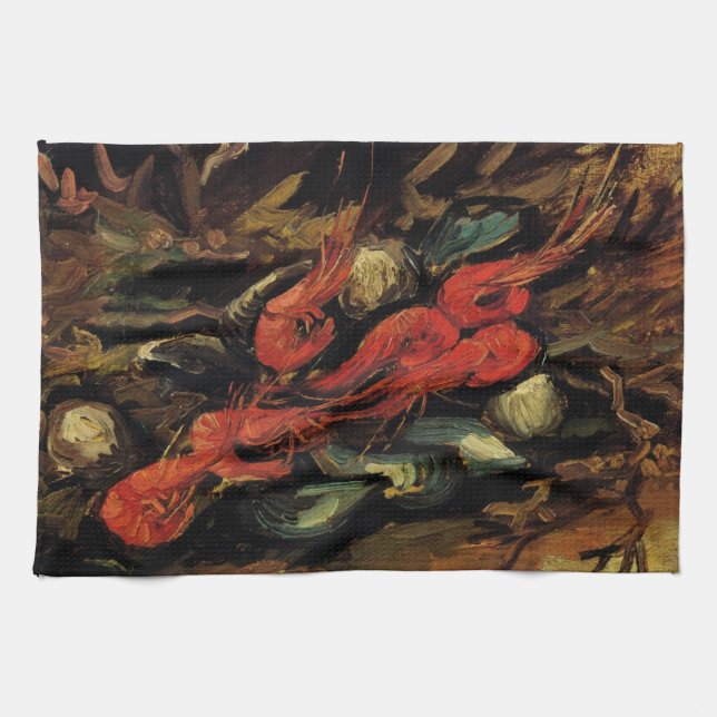 Paño De Cocina Vincent van Gogh - Aún vitales mejillones y camaro (Horizontal)