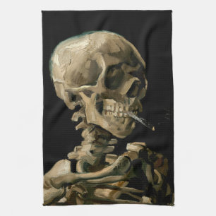 Paño De Cocina Vincent van Gogh - Calavera con cigarrillo en llam