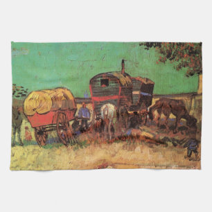 Paño De Cocina Vincent van Gogh - Campamento de Gitanos Caravanas