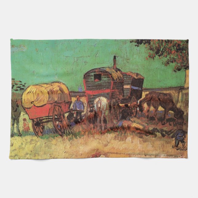 Paño De Cocina Vincent van Gogh - Campamento de Gitanos Caravanas (Horizontal)