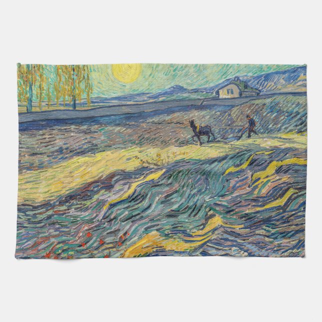 Paño De Cocina Vincent van Gogh - Campo con agricultores arados (Horizontal)
