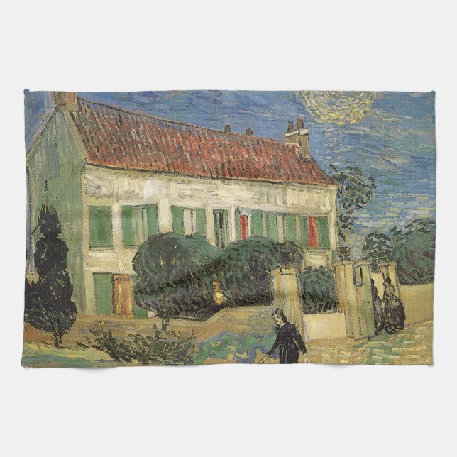 Paño De Cocina Vincent van Gogh - Casa Blanca de noche (Horizontal)