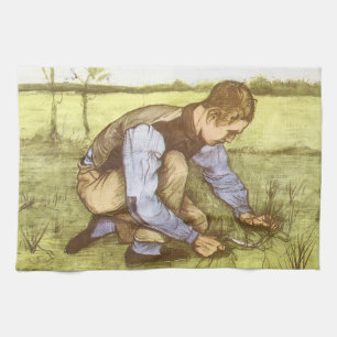 Paño De Cocina Vincent van Gogh - Muchacho cortando hierba con ho