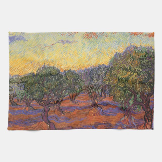 Paño De Cocina Vincent van Gogh - Olive Grove, Naranja Sky (Horizontal)