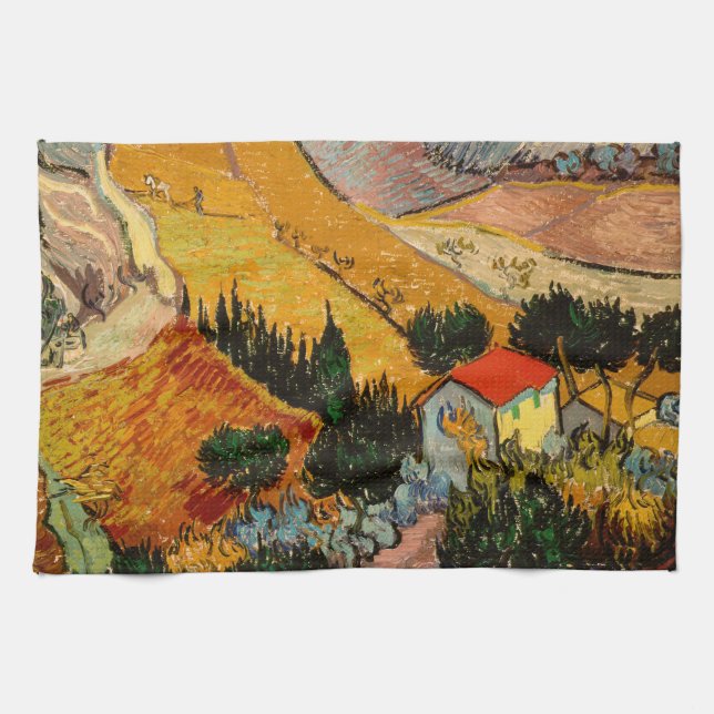 Paño De Cocina Vincent van Gogh - Paisaje, Casa y Payaso (Horizontal)