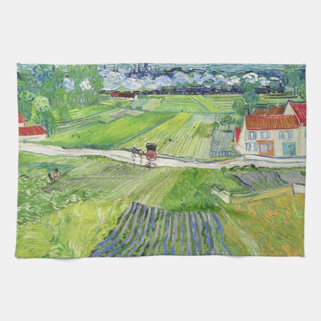 Paño De Cocina Vincent van Gogh - Paisaje con Carriaje y Tren (Horizontal)