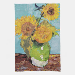 Paño De Cocina Vincent Van Gogh - Tres girasoles en una caja