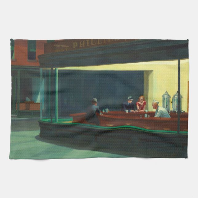 Paño De Cocina Viñeta Edward Hopper Noghthawwaws Diner (Horizontal)