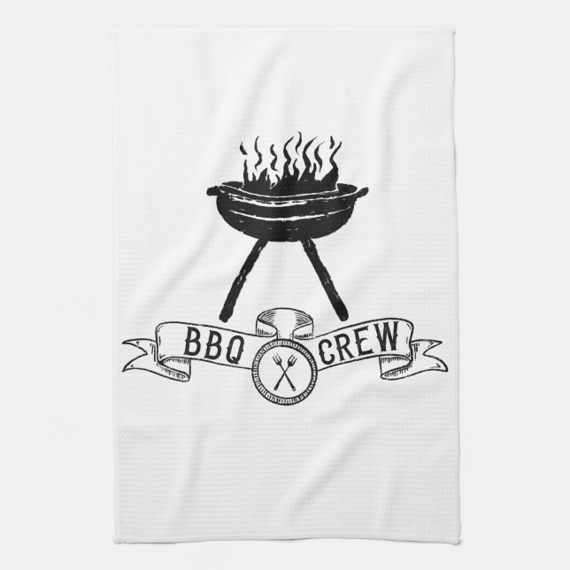 Paño De Cocina Viñeta rústica de la tripulación de barbacoa (Vertical)