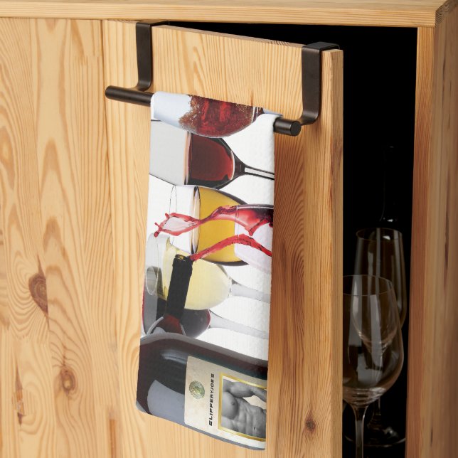 Paño De Cocina Vino de SlipperyJoe's Wine Glasses vino fermentado (Pliegue de tercios)