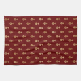 Paño De Cocina Vino elegante y piñas de oro