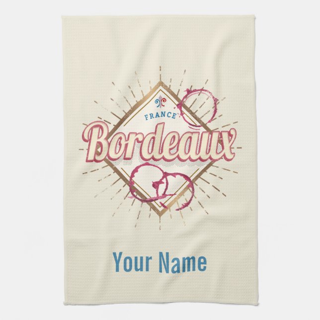 Paño De Cocina Vino retro de Bordeaux Nouvelle-Aquitaine France (Vertical)