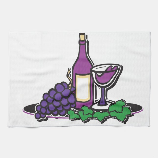 Paño De Cocina Vino rojo y uvas moradas (Horizontal)