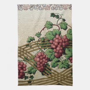 Paño De Cocina Vinos y uvas rústicas vintage