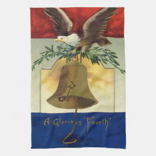 Paño De Cocina Vintage 4 de julio con Águila y Campana de la Libe