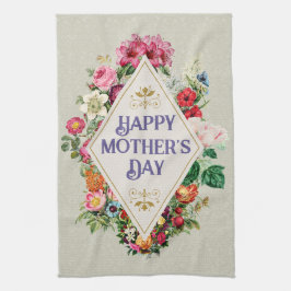 Paño De Cocina Vintage acuarela Flor Jardín Gris