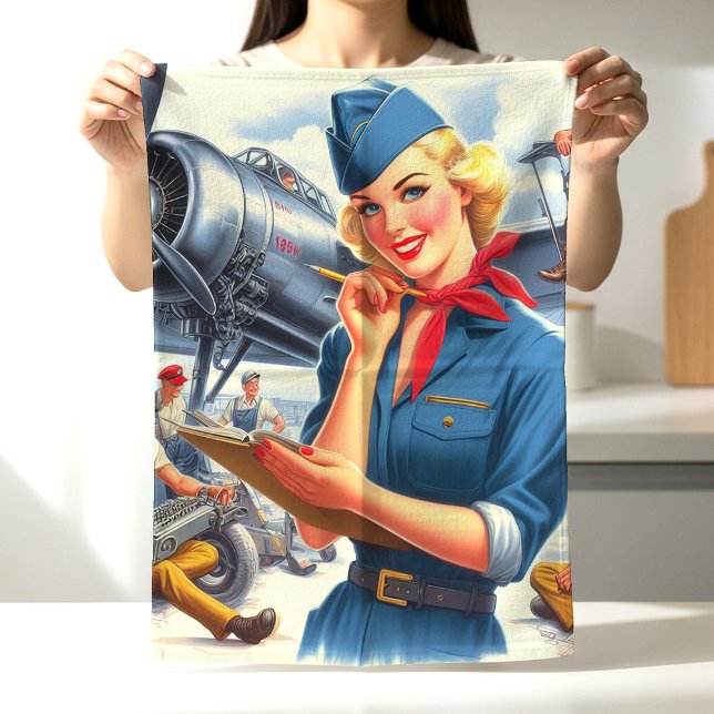 Paño De Cocina Vintage Airplane Pin-up (Subido por el creador)
