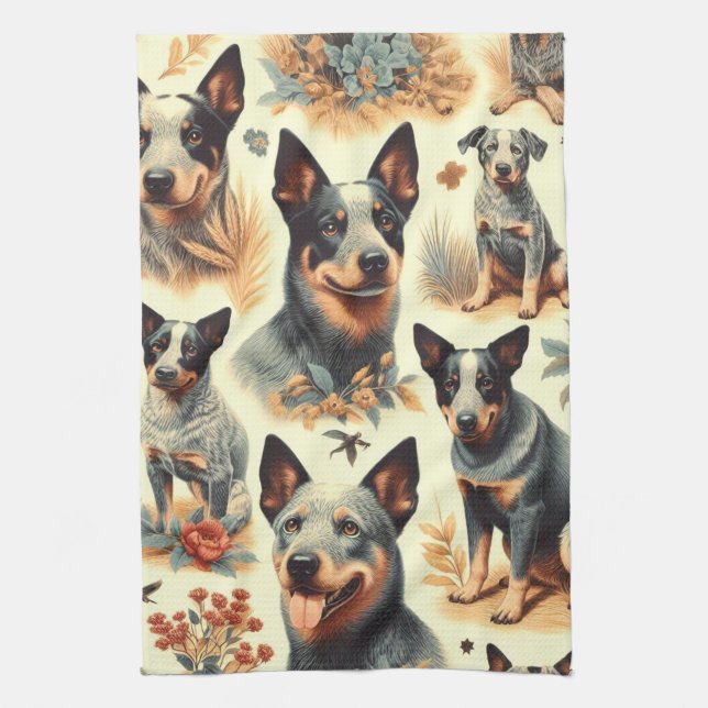 Paño De Cocina Vintage Australian Cattle Seamless (Vertical)