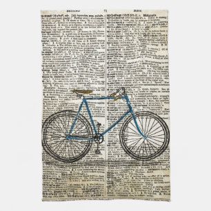 Paño De Cocina Vintage azul de la bici de la bicicleta de la