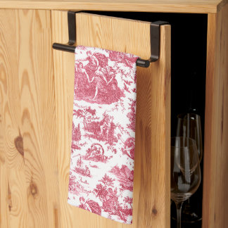 Paño De Cocina Vintage Chariot francés de Dawn Toile de Jouy-Red