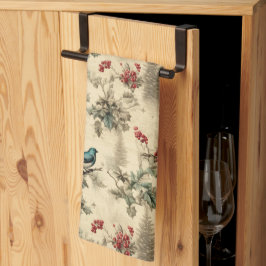 Paño De Cocina Vintage Christmas Blue Jay Red Mockingbird