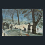 Paño De Cocina Vintage Christmas, Central Park en Winter Glackens<br><div class="desc">Central Park en invierno (c.1905) de William Glackens. Glackens era un pintor realista muy influenciado por el impresionismo. Este bonito cuadro de arte impresionista es un antiguo diseño navideño de Feliz Navidad en el que los niños se divierten mientras juegan y trinan en la nieve en invierno. Algunos árboles y...</div>