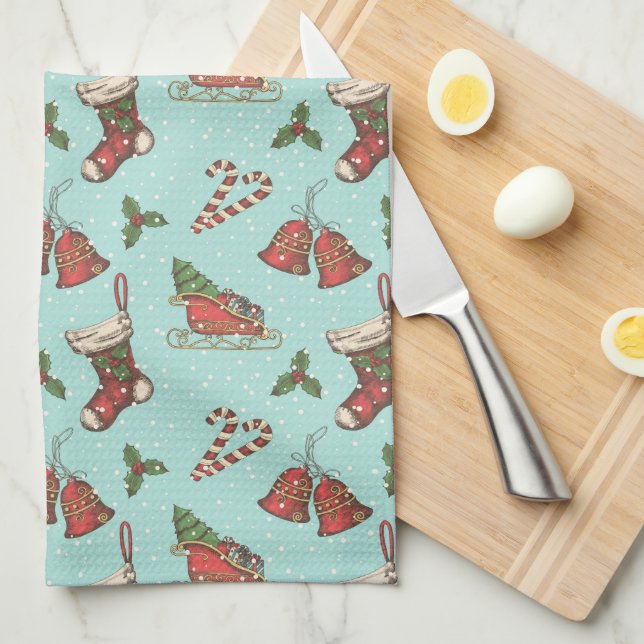 Paño De Cocina Vintage Christmas Kitchen Toque (Doblado Cuarto)