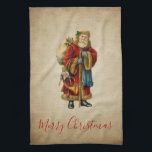 Paño De Cocina Vintage Christmas Old World Santa Claus<br><div class="desc">Una toalla de cocina con un Navidad vintage del Viejo Mundo, Santa Claus. El clásico santa del viejo mundo, con su famoso abrigo rojo y llevando una bolsa llena de juguetes. Este Santa de la vieja usanza es delgado y tiene un bastón para caminar por la tierra regalando juguetes a...</div>