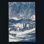 Paño De Cocina Vintage Christmas, Winter Mountain Landscape<br><div class="desc">Ilustracion de época Victorian Era Merry diseño navideño con un paisaje nevado de invierno. Árboles y montañas cubiertas de nieve con un pueblo a lo lejos al amanecer. ¡Felices fiestas y saludos de temporada!</div>