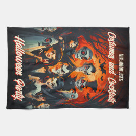 Paño De Cocina Vintage Costumes y cócteles Fiesta de Halloween