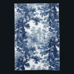 Paño De Cocina Vintage Cottage Paisaje Toile-Blue & White<br><div class="desc">Clásico paisaje vintage de estilo toile de jouy con una casa de campo rústica y un puente en un claro enmarcado por un bosque de árboles en tonos claros y azul oscuro sobre fondo blanco. El patrón no tiene fisuras y puede ampliarse o reducirse.</div>