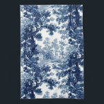 Paño De Cocina Vintage Cottage Paisaje Toile-Blue & White<br><div class="desc">Clásico paisaje vintage de estilo toile de jouy con una casa de campo rústica y un puente en un claro enmarcado por un bosque de árboles en tonos claros y azul oscuro sobre fondo blanco. El patrón no tiene fisuras y puede ampliarse o reducirse.</div>