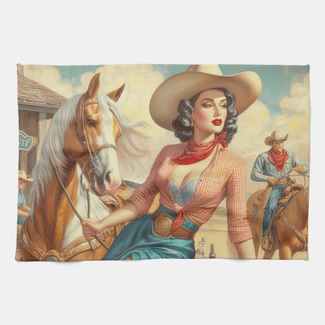 Paño De Cocina Vintage Cowgirl (Horizontal)