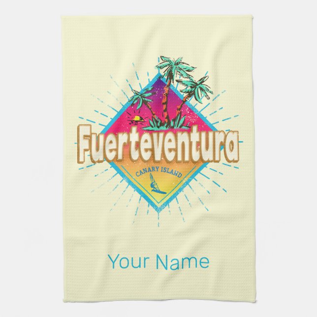 Paño De Cocina Vintage de Fuerteventura Surfer Canarias (Vertical)