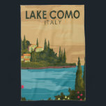 Paño De Cocina Vintage del Lago Como Italia<br><div class="desc">Diseño artístico vectorial del lago Como. El lago de Como,  en la región lombarda del norte de Italia,  es una zona turística de gama alta conocida por su espectacular paisaje,  situado a los pies de los Alpes.</div>