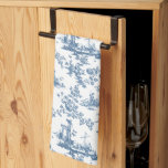 Paño De Cocina Vintage English Floral Toile de Jouy-Blue<br><div class="desc">Hermoso patrón de tela de jouy sin costura,  adaptado a un diseño inglés grabado por John Munns cerca de los años 1770,  con ruinas clásicas,  puerto marítimo,  pastor y guirnaldas florales. Azul sobre fondo blanco.</div>