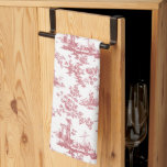 Paño De Cocina Vintage English Floral Toile de Jouy-Pink<br><div class="desc">Hermoso patrón de tela de jouy sin costura,  adaptado a un diseño inglés grabado por John Munns cerca de los años 1770,  con ruinas clásicas,  puerto marítimo,  pastor y guirnaldas florales. Rosa sobre fondo blanco.</div>