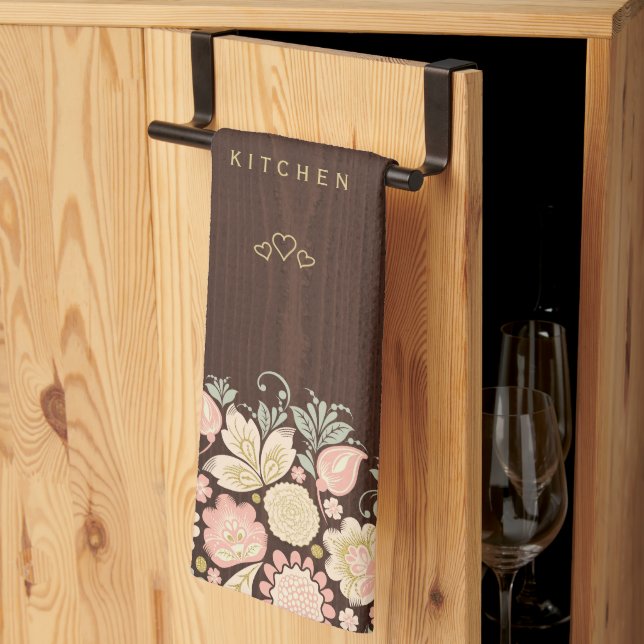 Paño De Cocina Vintage floral elegante rústico (Pliegue de tercios)