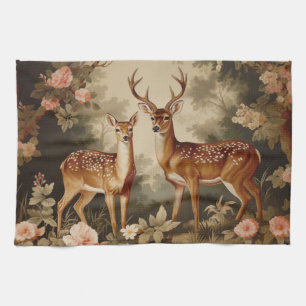Paño De Cocina Vintage Floral Forest Deer