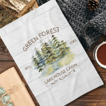 Paño De Cocina Vintage Foggy Pine Forest Lake House Cabaña Lodge<br><div class="desc">Alquiler de vacaciones con nuestra toalla de cocina de Cabin Lodge Foggy Pine Forest Lake House Esta obra de arte exhibe ilustraciones de acuarela vintage de bosques, lo que lo hace realmente especial es la opción de personalizar con su propio nombre de cabina, lo que lo hace un reflejo único...</div>