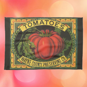 Paño De Cocina Vintage Fruit Label Art, Wayne Co Tomates
