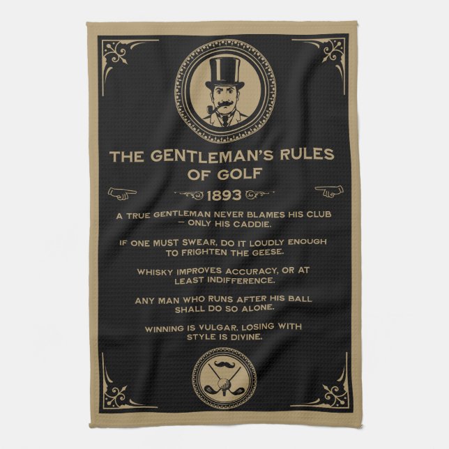 Paño De Cocina Vintage Golf Rules Wall  (Vertical)