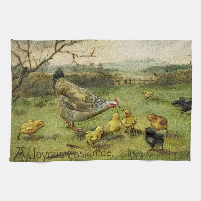 Paño De Cocina Vintage Hen Easter Holiday (Horizontal)