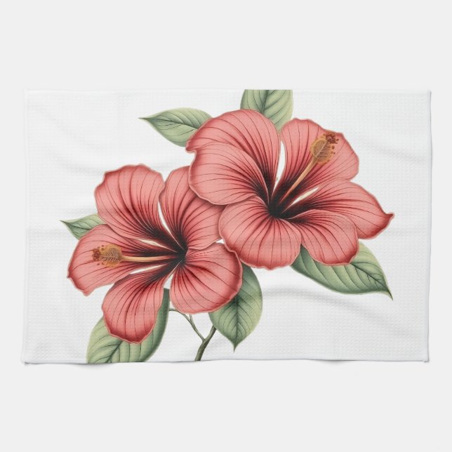 Paño De Cocina Vintage Hibiscus (Horizontal)