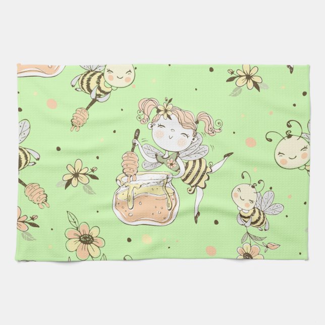 Paño De Cocina Vintage Honey Bee Decor (Horizontal)