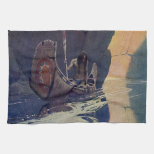 Paño De Cocina Vintage Indian Canoe Paddling Sun Classic
