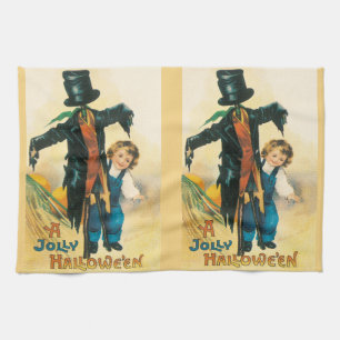 Paño De Cocina Vintage Jolly Halloween Scarecrow Ellen Clapsaddle